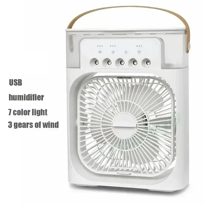 Cooling Fan 3 In 1 Portable Desktop Humidifier USB Mini Air Conditioners Night Light Water Mist For Home, Office , Outdoor Amagi