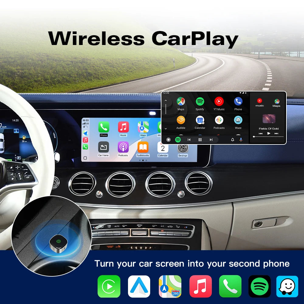 AUTOABC 2025 New 2 In 1 Wireless CarPlay Adapter Plug & Plug Auto Connect No Delay Converts Wired to Wireless