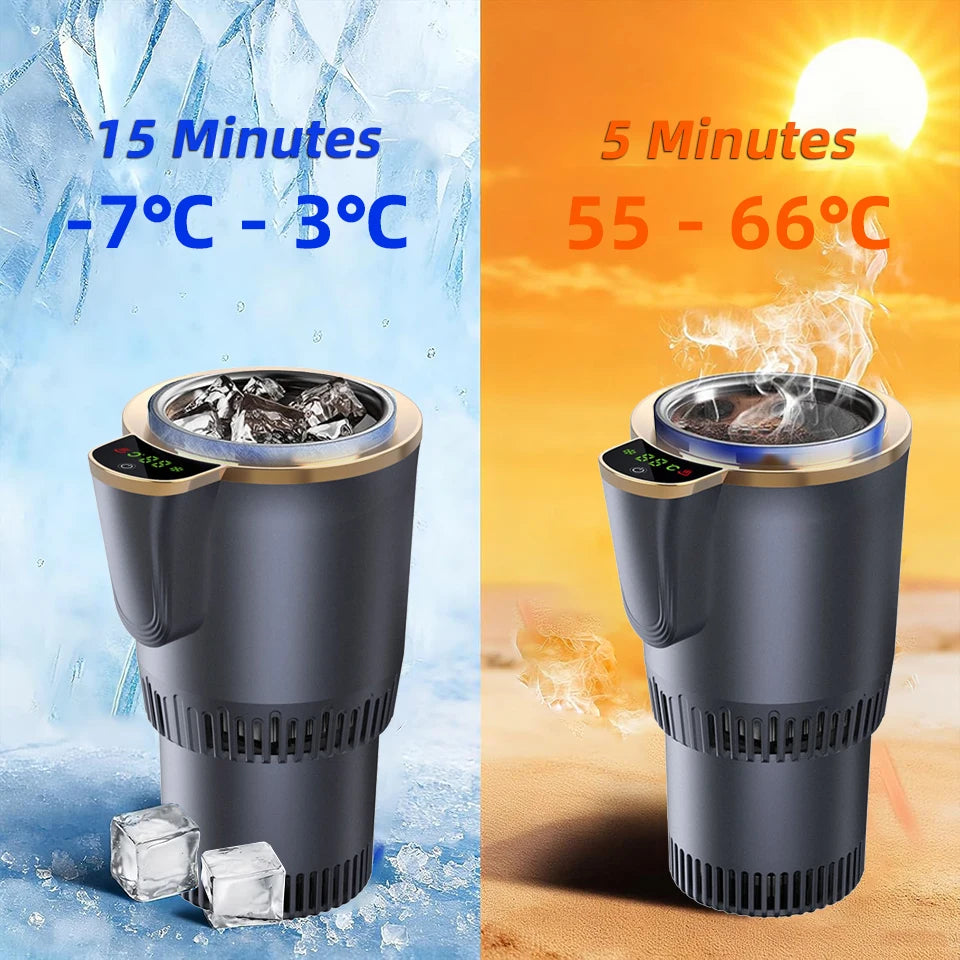 Intelligent 2-in-1 Car Cooling Heating Cup Holder Portable Drink Fast Warmer Cooler Cup Vehicle Home Smart Temperature Control