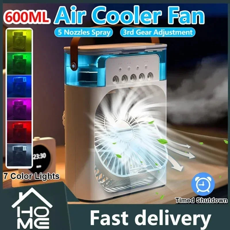 Cooling Fan 3 In 1 Portable Desktop Humidifier USB Mini Air Conditioners Night Light Water Mist For Home, Office , Outdoor Amagi