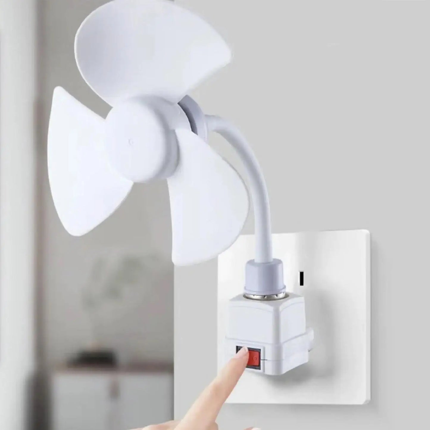 Plug Fan with Adapter Outlet Mini Silent Electric Cooling Gadget Flexible Goose Neck for Apartment Home Bathroom Office Dorm