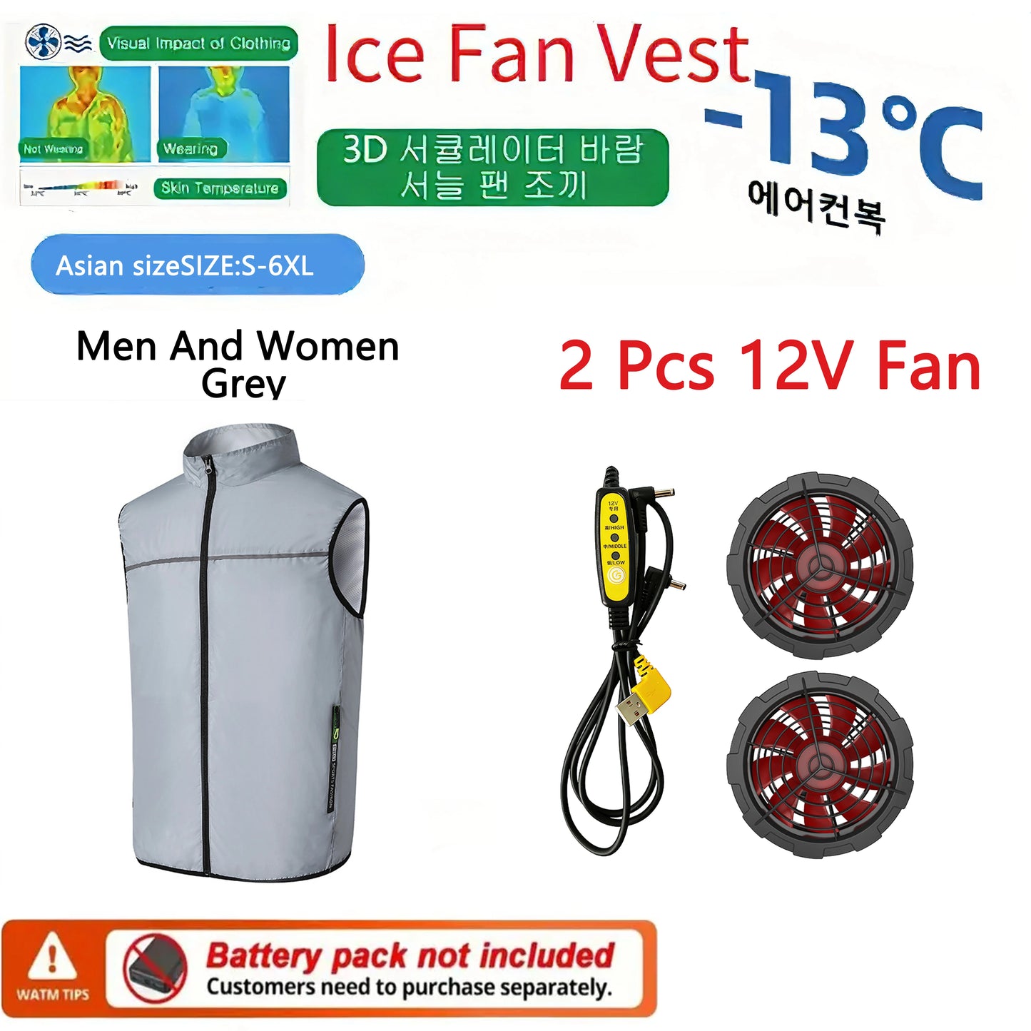 Summer Cooling Fan Vest Wearable Air Conditioner Sleeveless Jacket with USB Rechargeable Fans for Outdoor Tactical Fishing Work