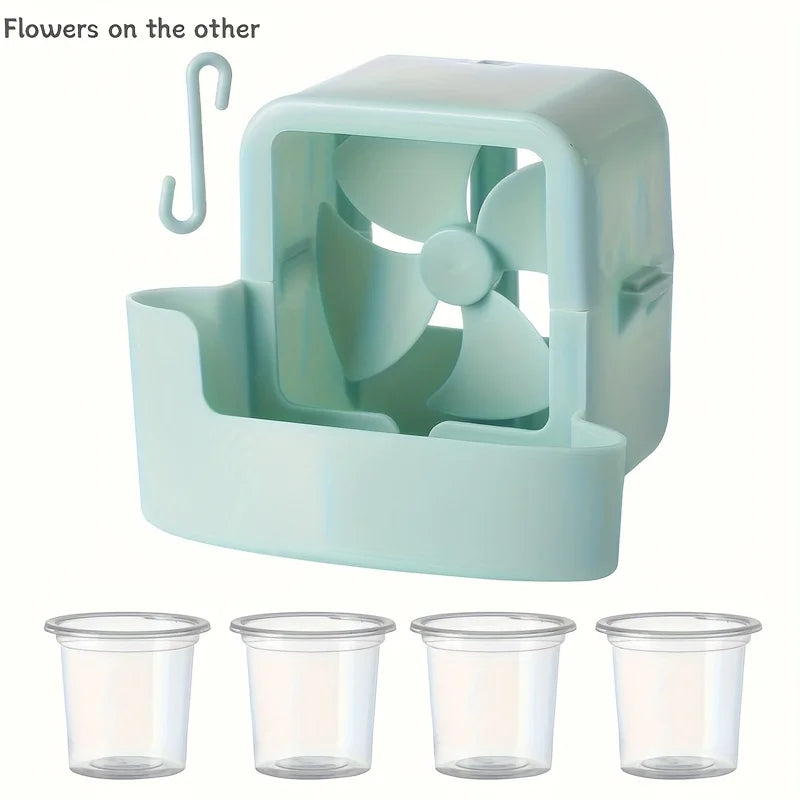 Electric Fan Hanging Cooling Tool with 4 Ice Cup Household Floor Fan Mist Cooling Adapter Hangable Ice Holder Cooler Accessories