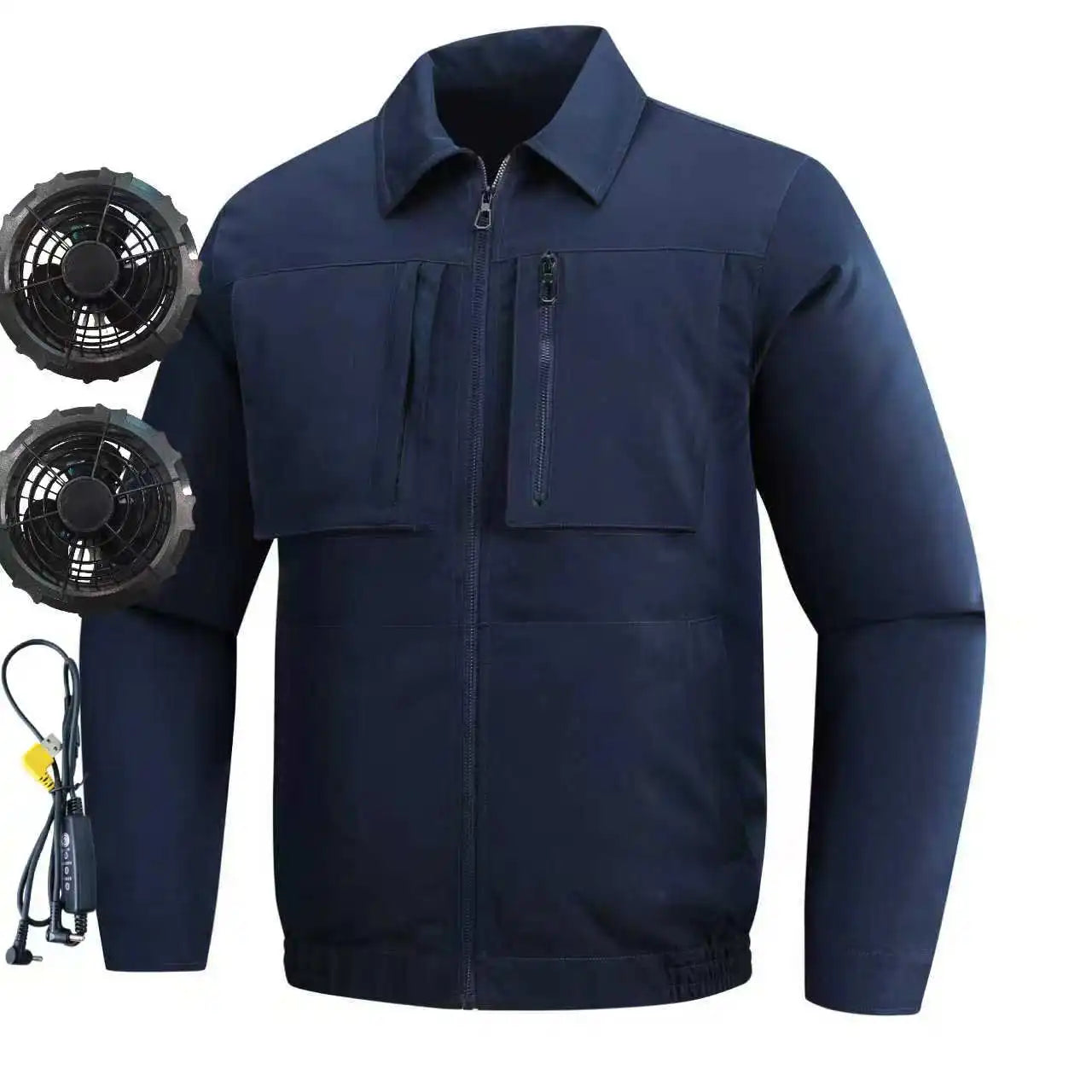 New men's smart cooling workwear with built-in fans, 360° circulating airflow, lightweight and breathable, suitable for hiking,