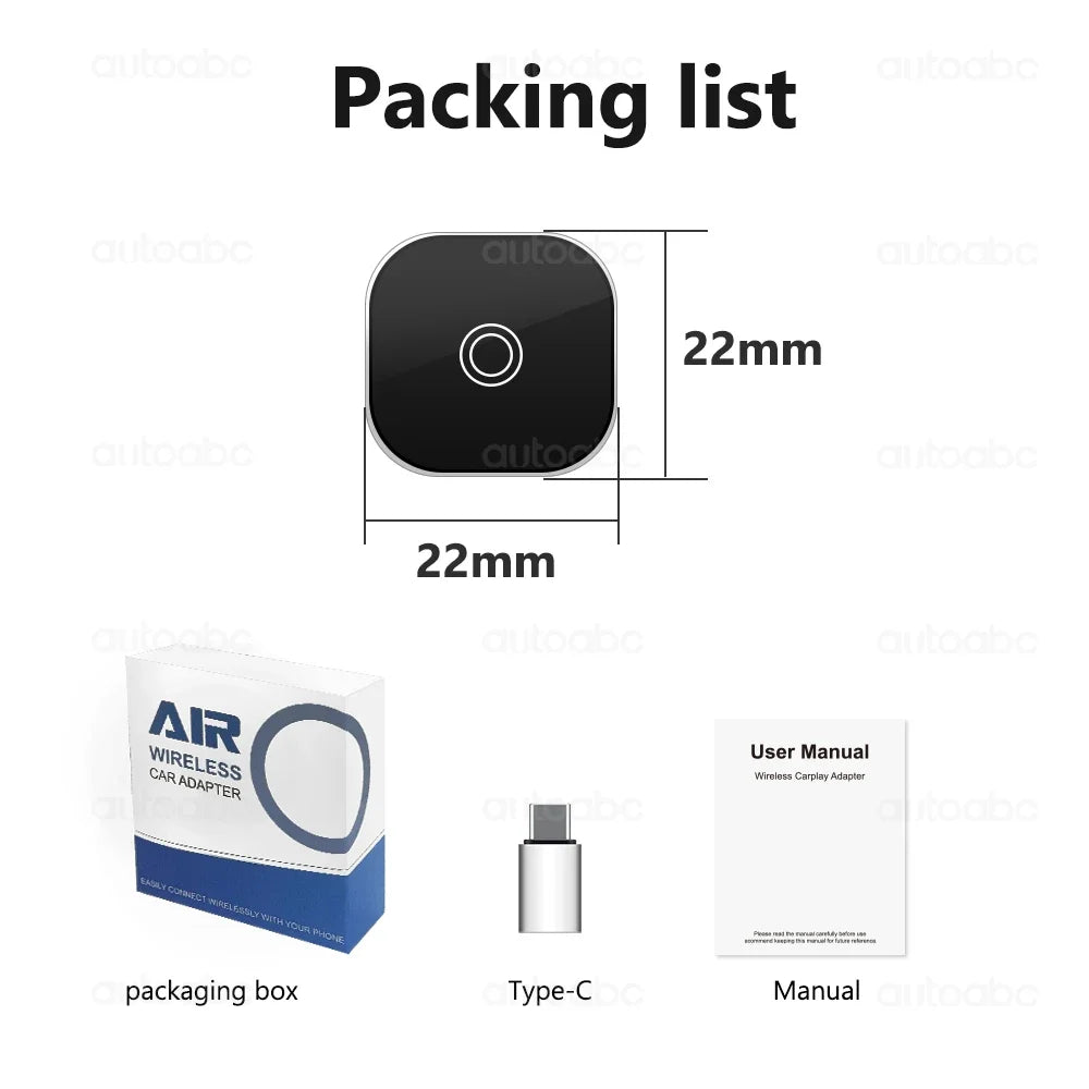 AUTOABC 2025 New 2 In 1 Wireless CarPlay Adapter Plug & Plug Auto Connect No Delay Converts Wired to Wireless