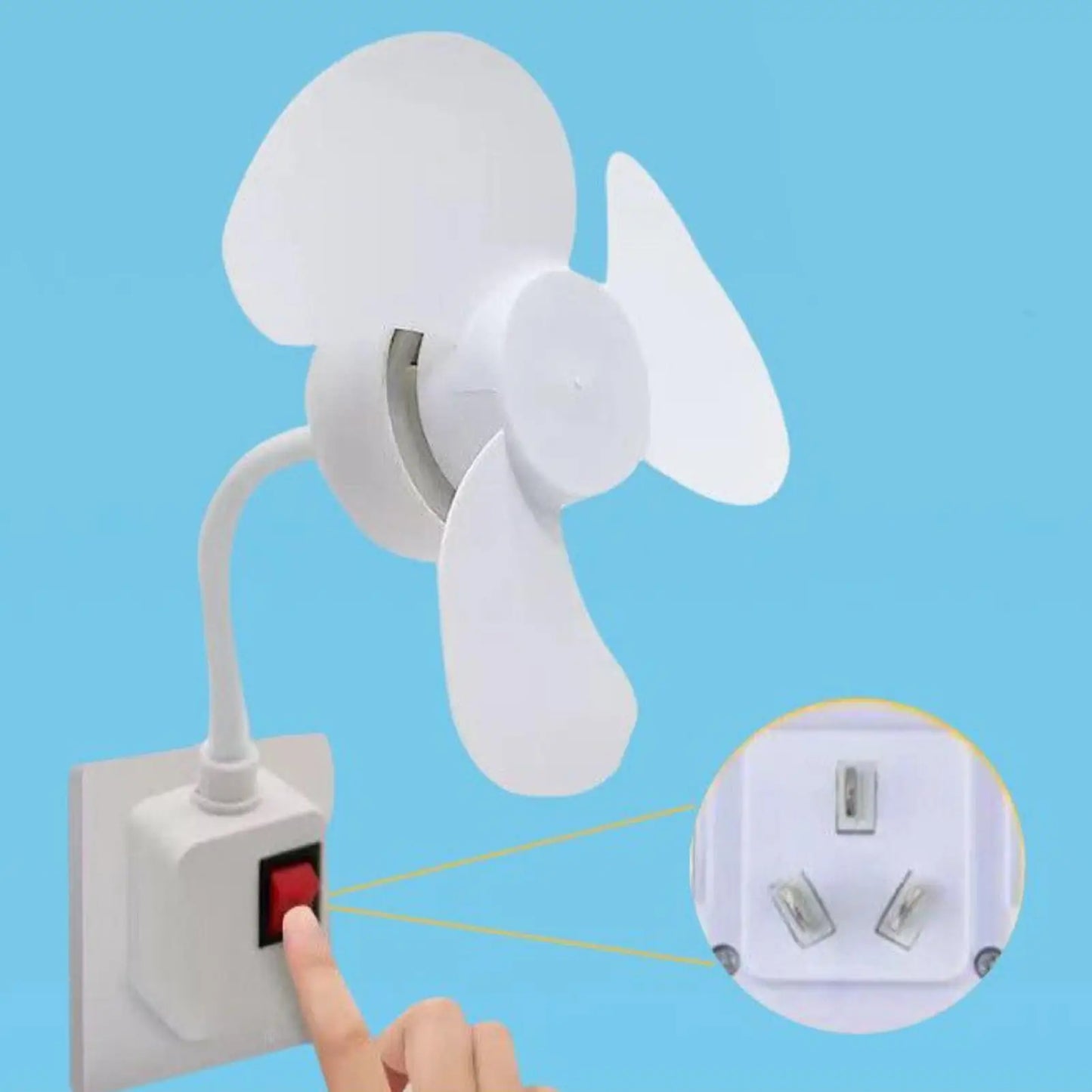 Plug Fan with Adapter Outlet Mini Silent Electric Cooling Gadget Flexible Goose Neck for Apartment Home Bathroom Office Dorm