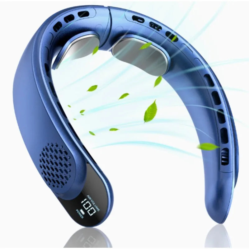 Wearable Digital Display Neck Fan 360° Cooling Bladeless Personal Portable Fan 4000mAh USB Rechargeable Cooler Ventilador Fans