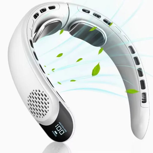 Wearable Digital Display Neck Fan 360° Cooling Bladeless Personal Portable Fan 4000mAh USB Rechargeable Cooler Ventilador Fans