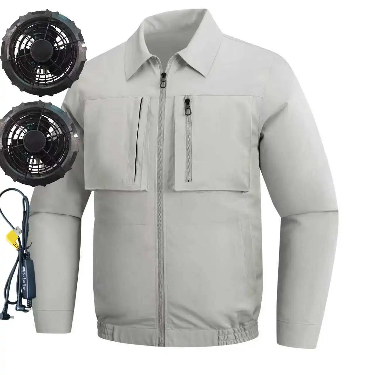 New men's smart cooling workwear with built-in fans, 360° circulating airflow, lightweight and breathable, suitable for hiking,