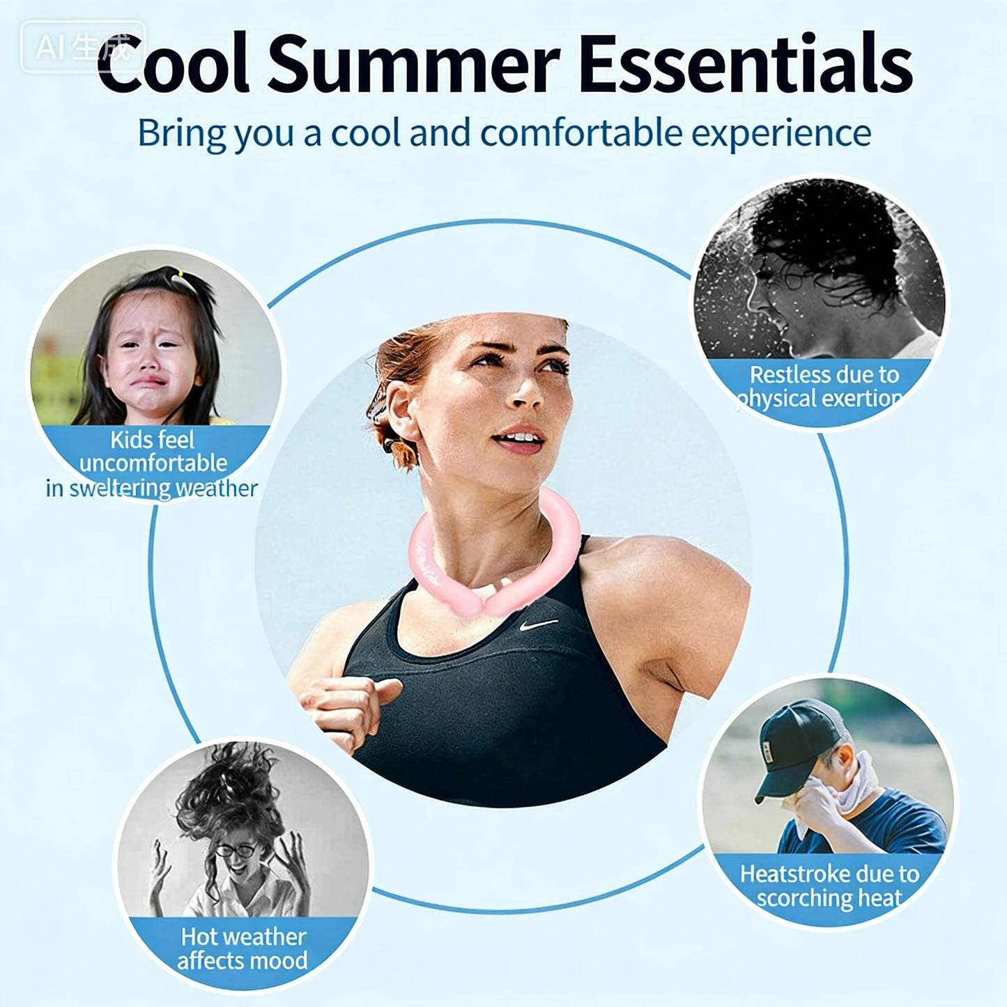 Ice Pack Wrap Neck Cooling Tube Reusable Wearable Gel for Hot Weather Comfortable Ice Ring Neck Cooler Summer Cooling Products