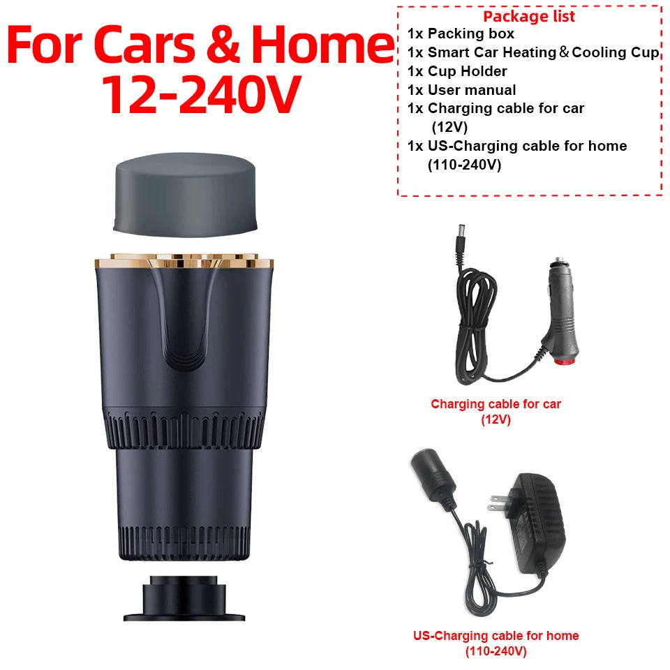 Intelligent 2-in-1 Car Cooling Heating Cup Holder Portable Drink Fast Warmer Cooler Cup Vehicle Home Smart Temperature Control