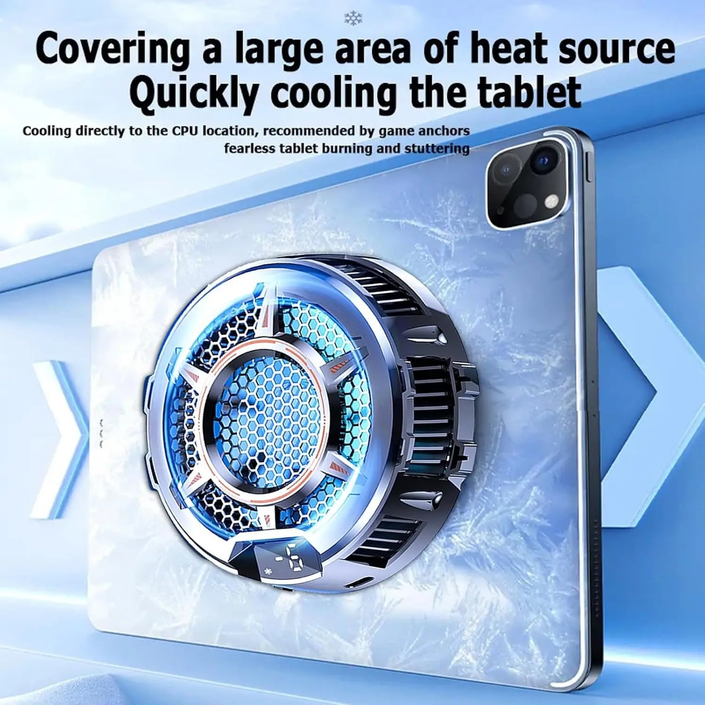 Magnetic Tablet Cooler Phone Cooling Fan with Back Clip for IPad Radiator 3.93inch Universal Tablet Gaming Mobile Game Radiator