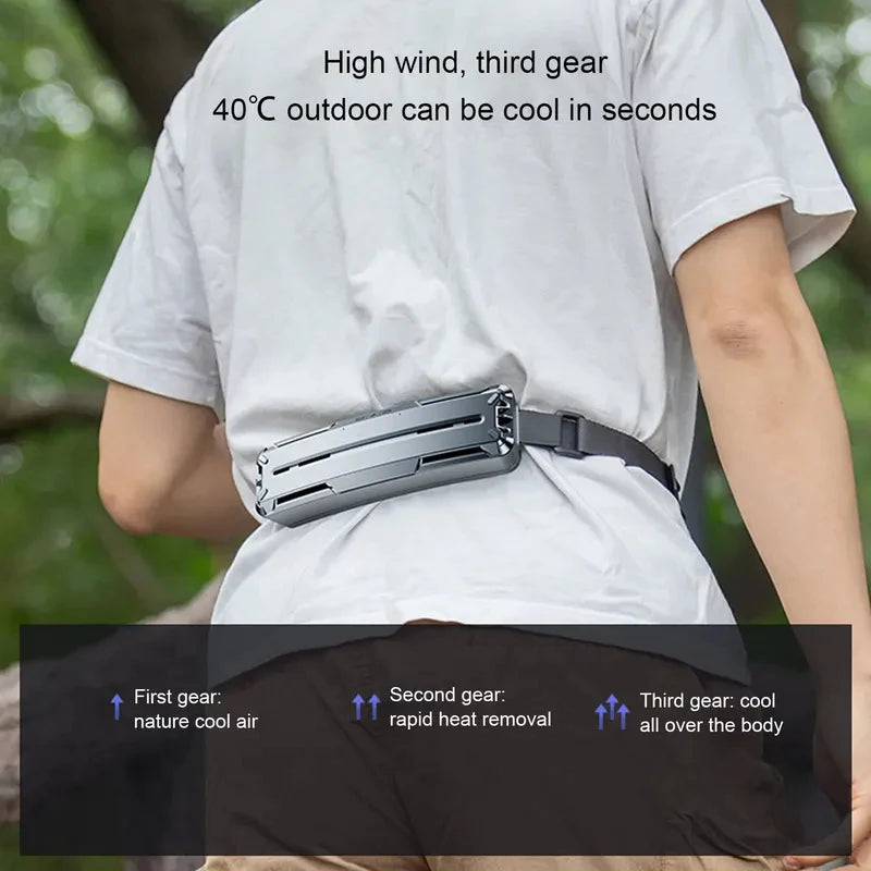 2026 New Ice Cooling Waist Fan Bladeless Portable USB Rechargeable Wearable Cooler for Outdoor Work Sports