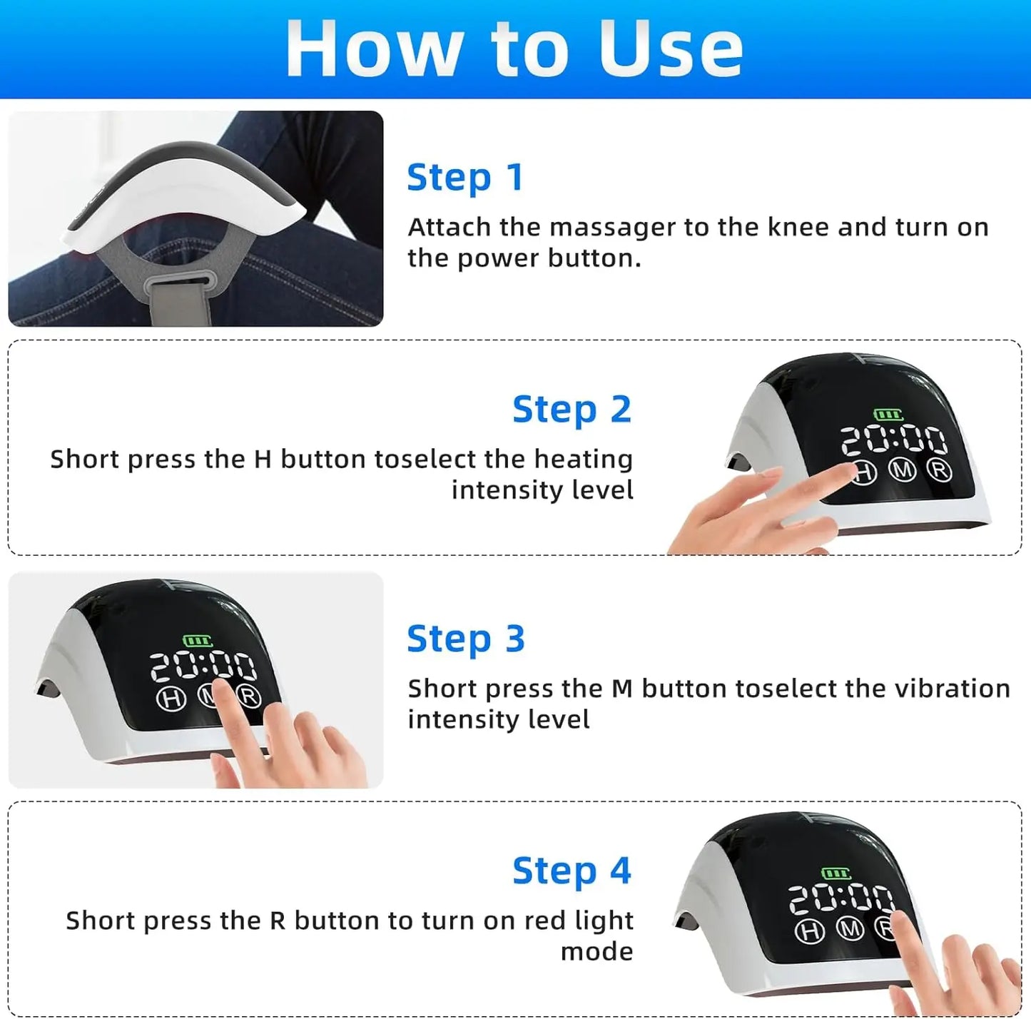 Premium 4D Laser Infrared Knee Massager with LED Display