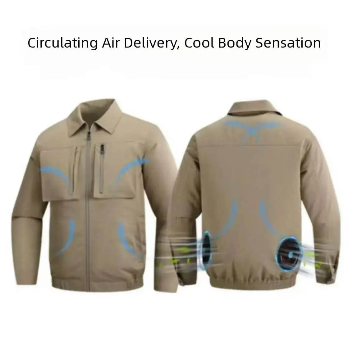 New men's smart cooling workwear with built-in fans, 360° circulating airflow, lightweight and breathable, suitable for hiking,