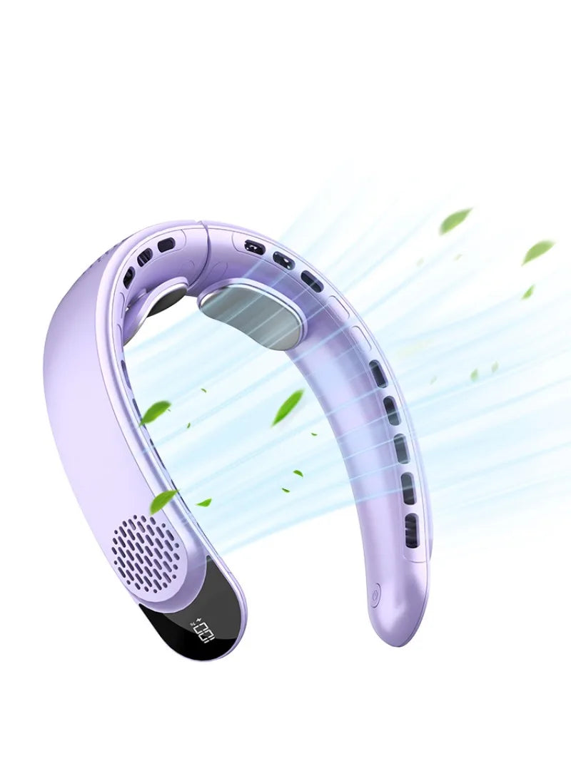 Wearable Digital Display Neck Fan 360° Cooling Bladeless Personal Portable Fan 4000mAh USB Rechargeable Cooler Ventilador Fans