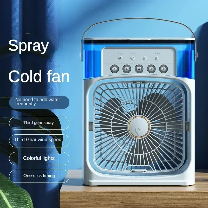 Cooling Fan 3 In 1 Portable Desktop Humidifier USB Mini Air Conditioners Night Light Water Mist For Home, Office , Outdoor Amagi