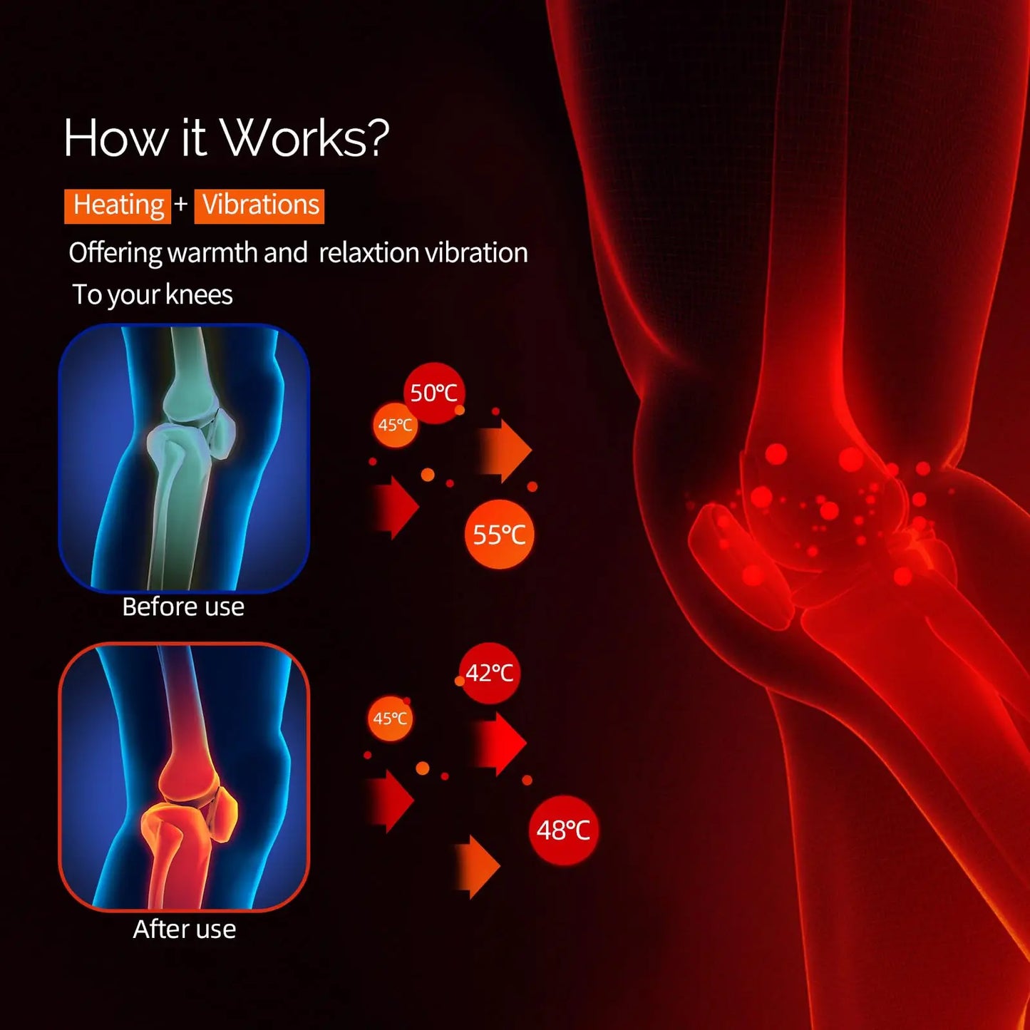 3-in-1 Cordless Knee Massager & Heat Therapy Braces