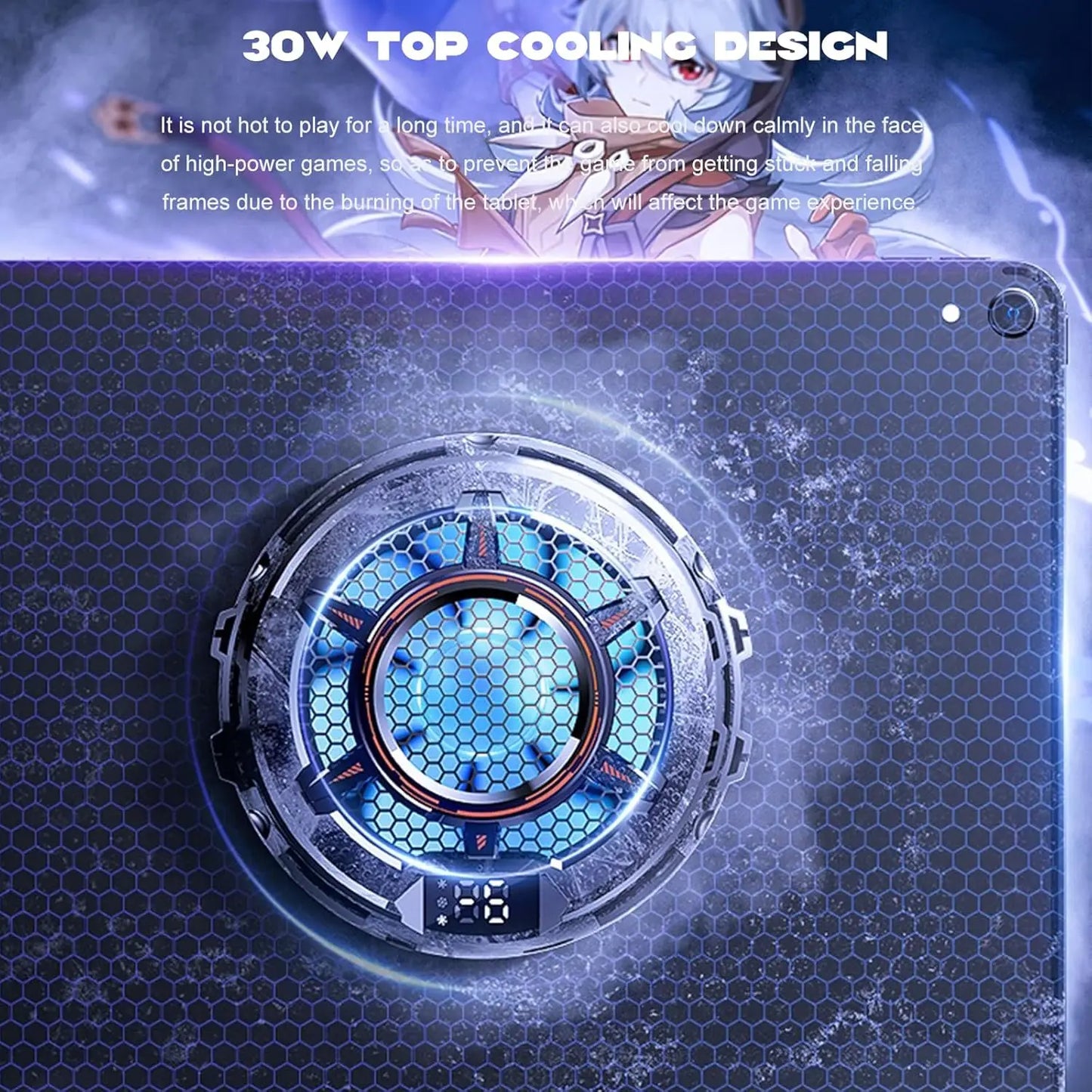 Magnetic Tablet Cooler Phone Cooling Fan with Back Clip for IPad Radiator 3.93inch Universal Tablet Gaming Mobile Game Radiator