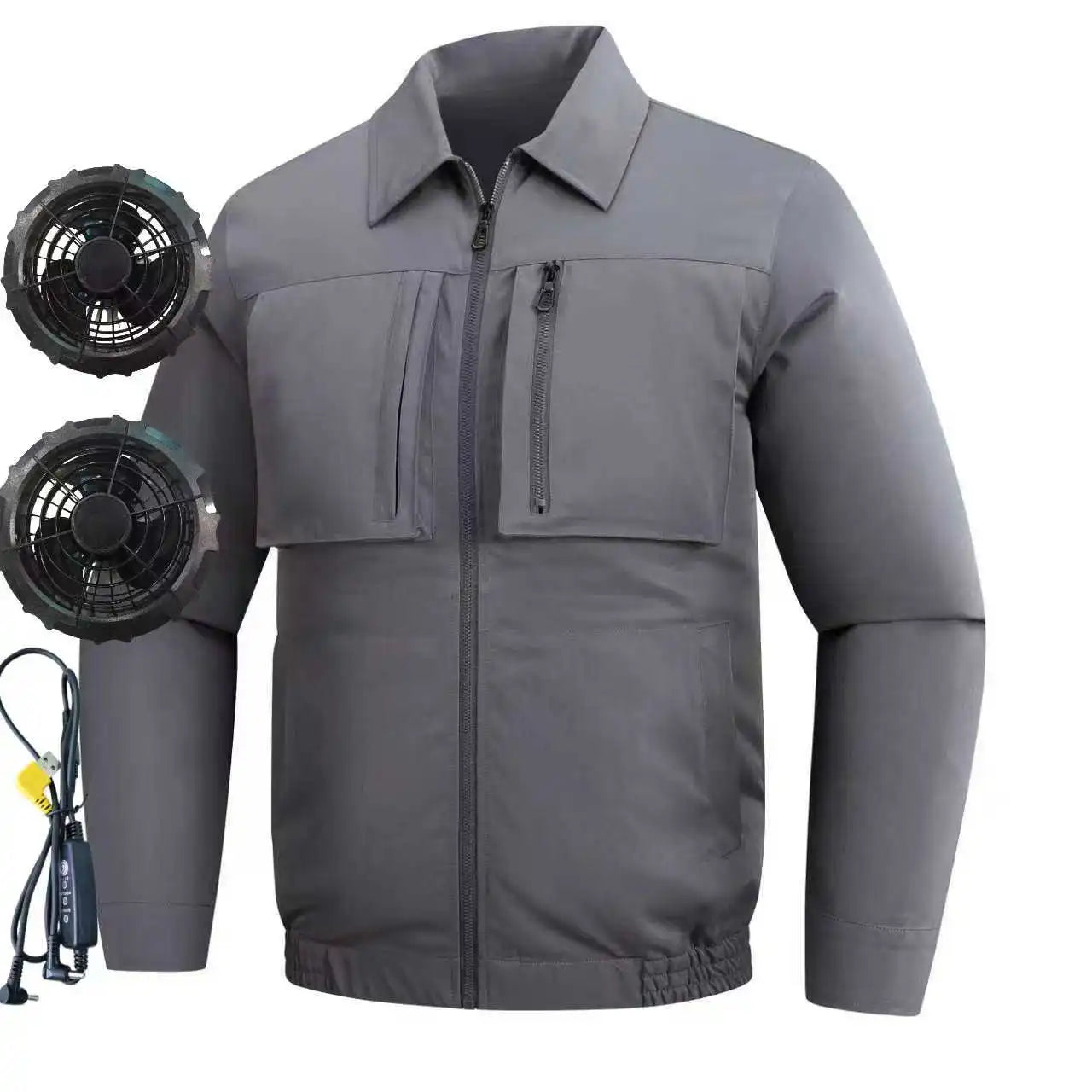 New men's smart cooling workwear with built-in fans, 360° circulating airflow, lightweight and breathable, suitable for hiking,