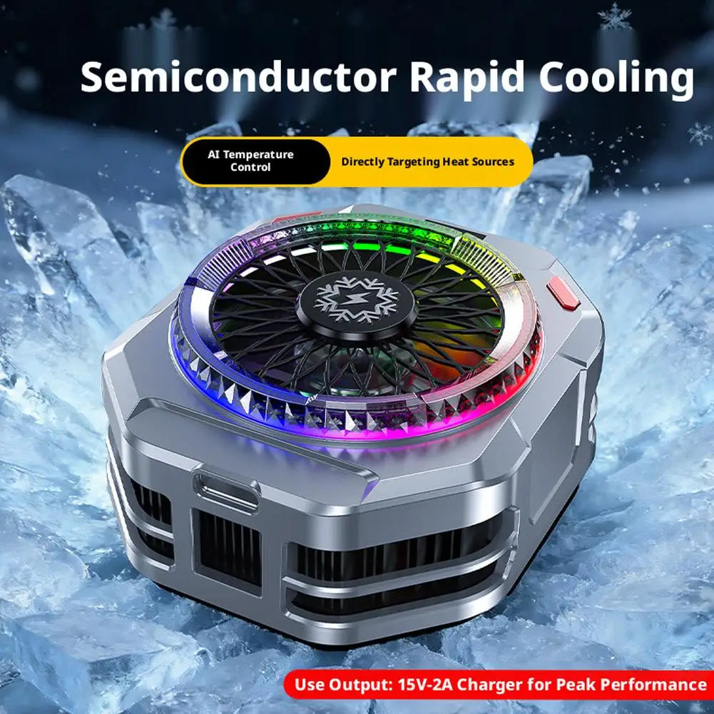 Magnetic Phone Cooler, Fast Heat Dissipator With Adjustable Modes & RGB Lights, AI Temperature Control, Phone Back Clip Radiator