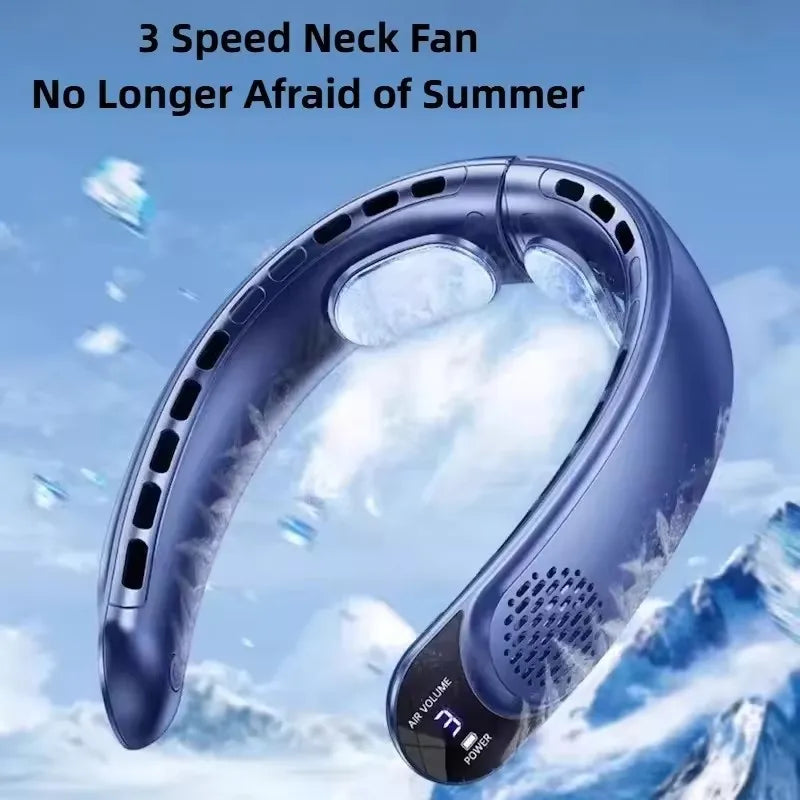 Wearable Digital Display Neck Fan 360° Cooling Bladeless Personal Portable Fan 4000mAh USB Rechargeable Cooler Ventilador Fans