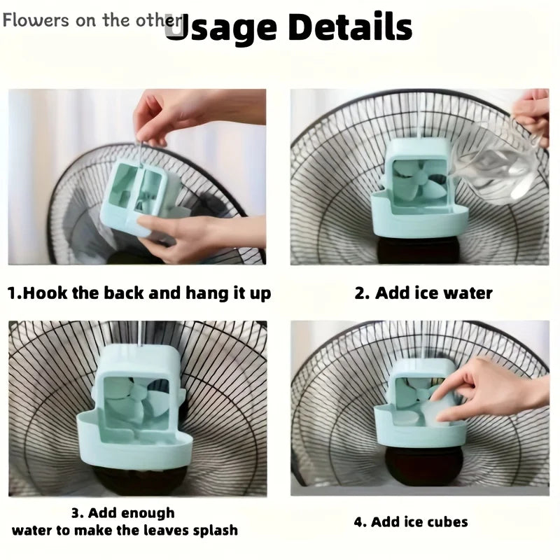 Electric Fan Hanging Cooling Tool with 4 Ice Cup Household Floor Fan Mist Cooling Adapter Hangable Ice Holder Cooler Accessories