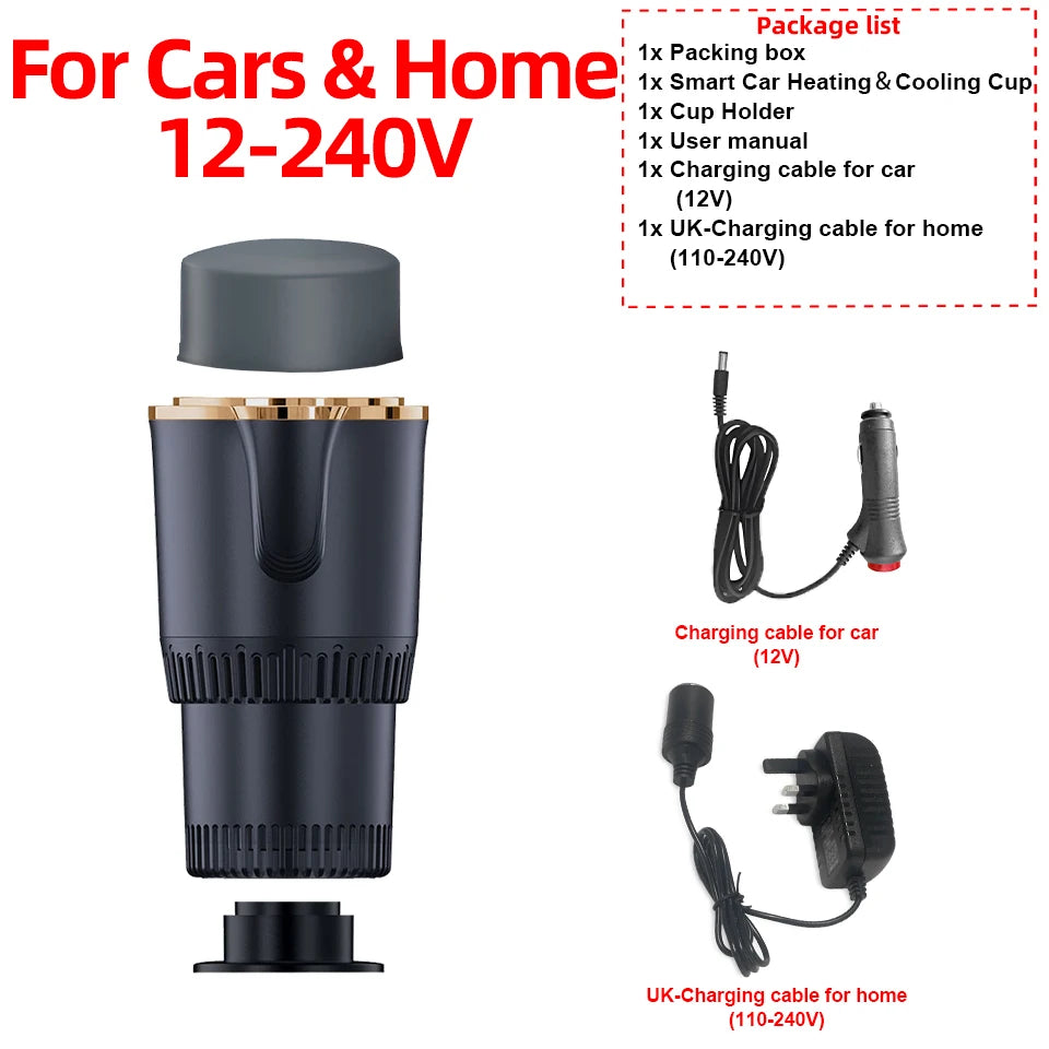 Intelligent 2-in-1 Car Cooling Heating Cup Holder Portable Drink Fast Warmer Cooler Cup Vehicle Home Smart Temperature Control