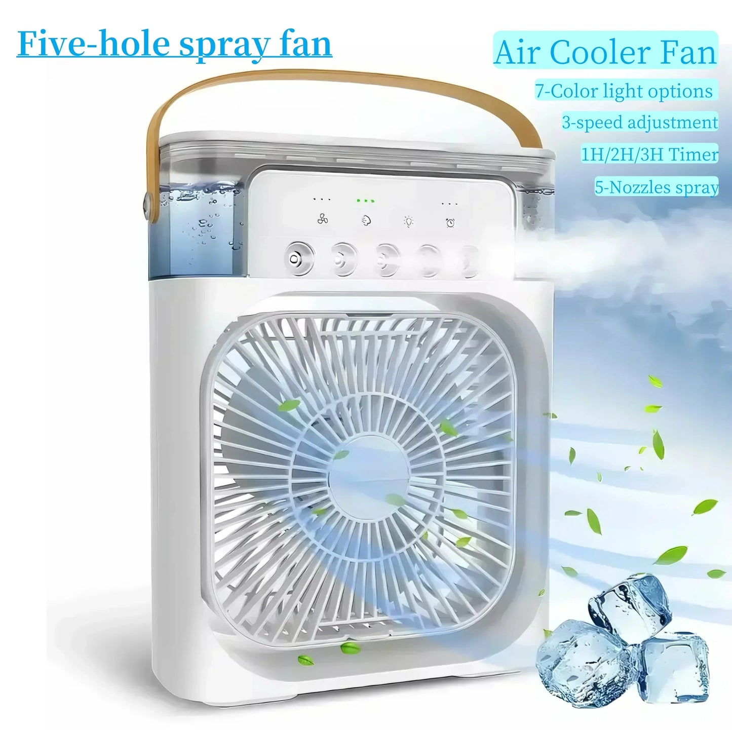 Cooling Fan 3 In 1 Portable Desktop Humidifier USB Mini Air Conditioners Night Light Water Mist For Home, Office , Outdoor Amagi