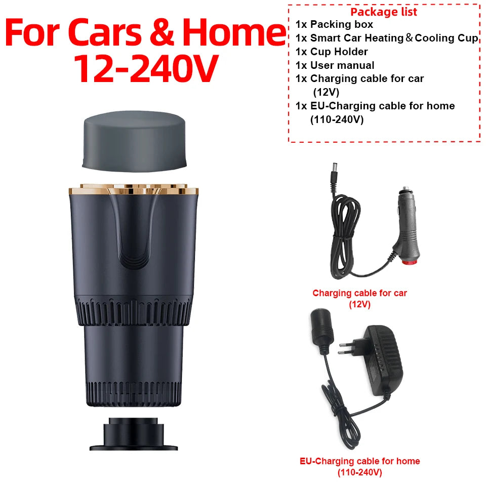 Intelligent 2-in-1 Car Cooling Heating Cup Holder Portable Drink Fast Warmer Cooler Cup Vehicle Home Smart Temperature Control