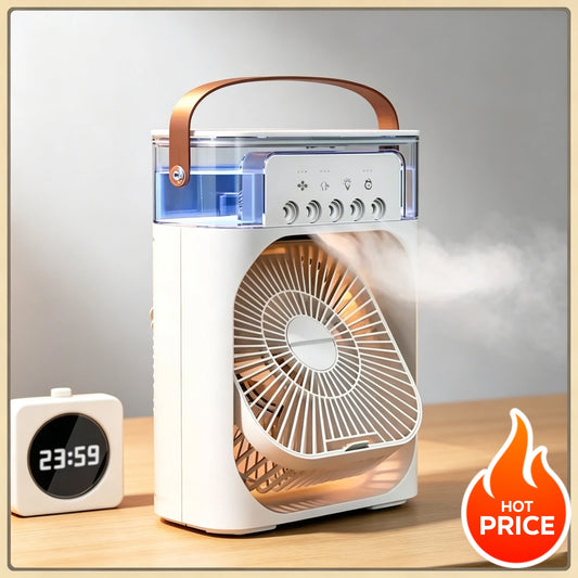 Household Portable Cooling Air Cooler3-in-1Multifunctional Mini Fan Humidifier LED Night Light Personal Air Conditioner for Dorm