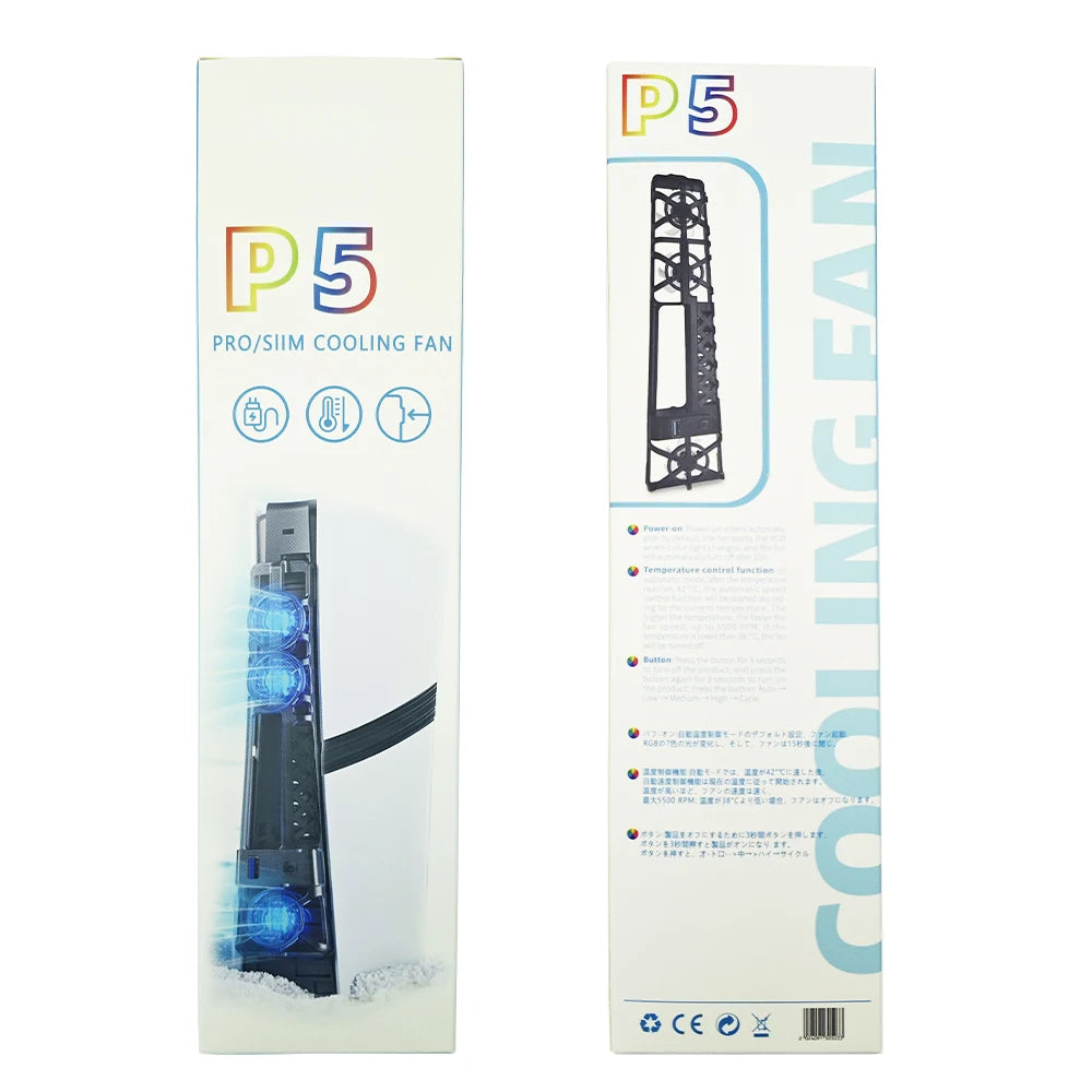For PS5 Pro PS5 Cooling Fan Intelligent Temperature Control System RGB Lighting Silent External Cooler Game Console Accessories
