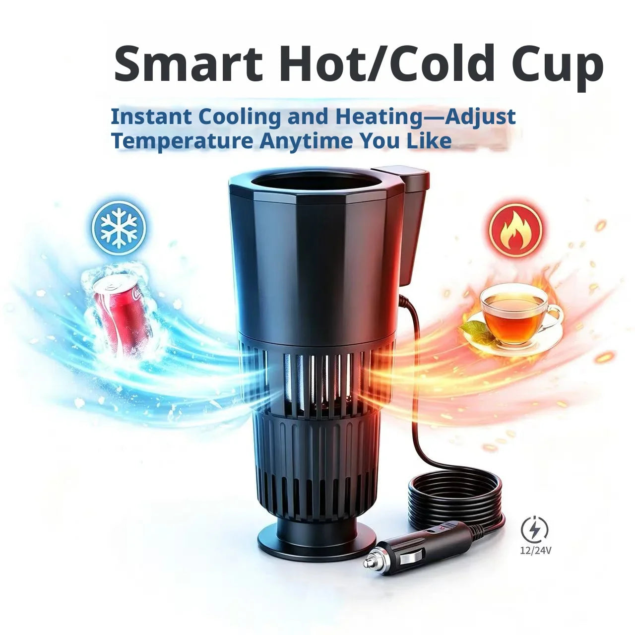 Smart 2 In1 Car Heating Cooling Cup One Key Intelligent Temp Control Portable Auto Travel Drink Mug For Car Home Office Outdoor