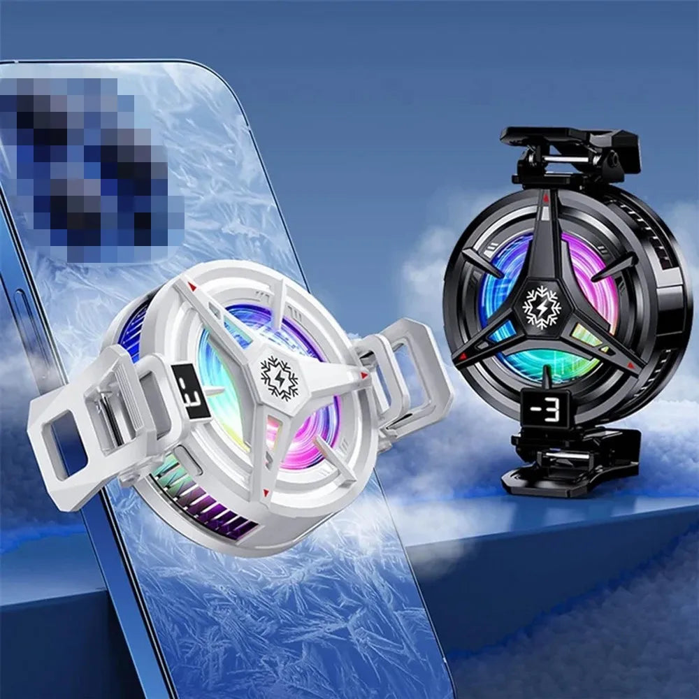 Semiconductor Phone Cooler Powerful Cooling Magnetic & Clip 2-in-1 Digital Display for Gaming Live Broadcast Mobile Phone Cooler