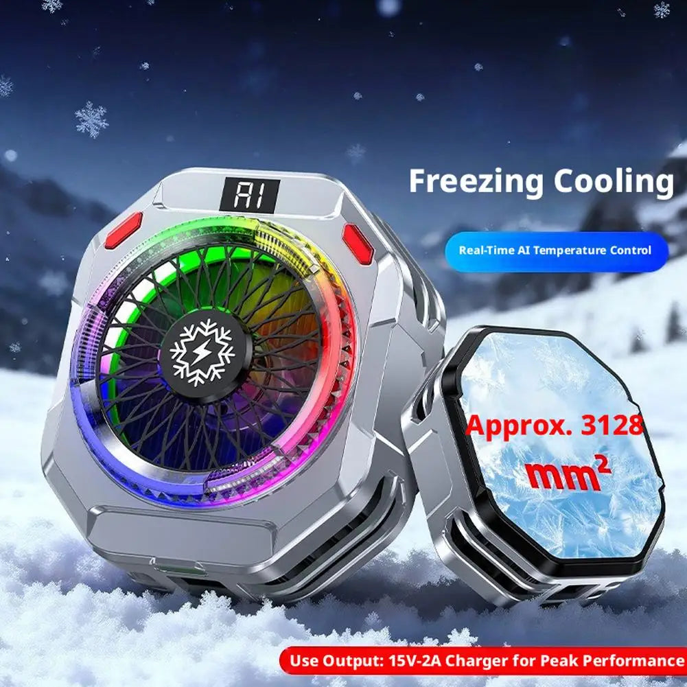 Magnetic Phone Cooler, Fast Heat Dissipator With Adjustable Modes & RGB Lights, AI Temperature Control, Phone Back Clip Radiator